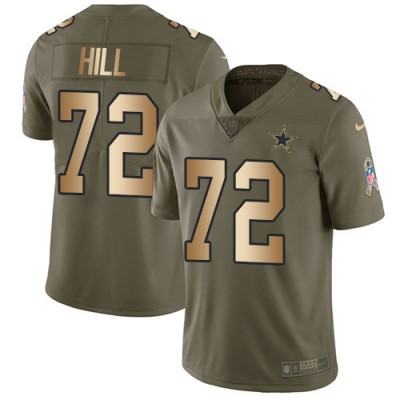 Nike Dallas Cowboys #72 Trysten Hill OliveGold Men's Stitched NFL Limited 2017 Salute To Service Jersey